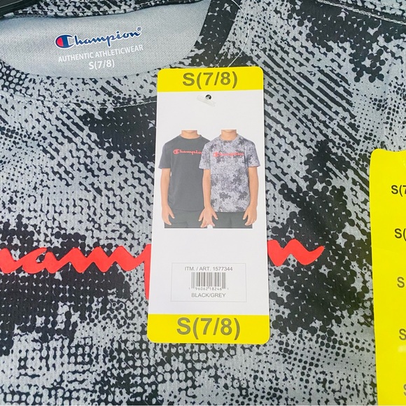 Champion Youth Boys 2 Pack Active Tees Black/Grey, S-7/8, NWT - Picture 4 of 5